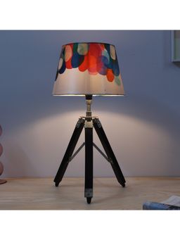 Tu Casa - Multi-Color Classic Vintage Tripod Black Mangowood Table Lamp For Home Decoration