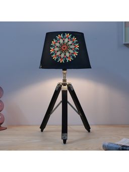 Tu Casa - Navy Blue Classic Vintage Tripod Black Mangowood Table Lamp For Home Decoration