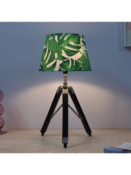 Tu Casa - Green Classic Vintage Tripod Black Mangowood Table Lamp For Home Decoration