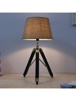 Tu Casa - Beige Classic Vintage Tripod Black Mangowood Table Lamp For Home Decoration