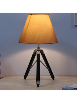 Tu Casa - Off White Classic Vintage Tripod Black Mangowood Table Lamp For Home Decoration