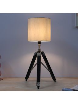 Tu Casa - Off White Classic Vintage Tripod Black Mangowood Table Lamp For Home Decoration