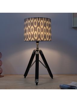 Tu Casa - Blue Classic Vintage Tripod Black Mangowood Table Lamp For Home Decoration