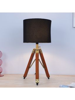 Tu Casa - Black Classic Vintage Tripod Brown Mangowood Table Lamp For Home Decoration
