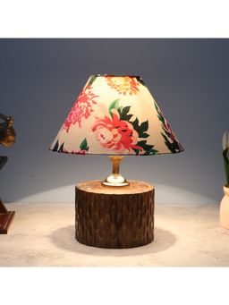 Tu Casa - White Cylindrical Mangowood Table Lamp For Home Decoration