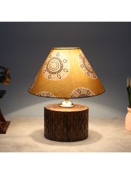 Tu Casa - Yellow Cylindrical Mangowood Table Lamp For Home Decoration