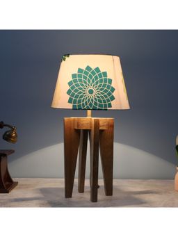 Tu Casa - White Rustic Brown Vintage Mangowood Table Lamp For Home Decoration