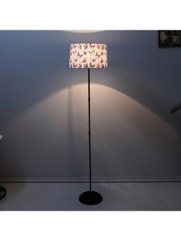 Tu Casa - White Black Metal-Iron Base Foldable Floor Lamp With Butterfly Print For Bedroom