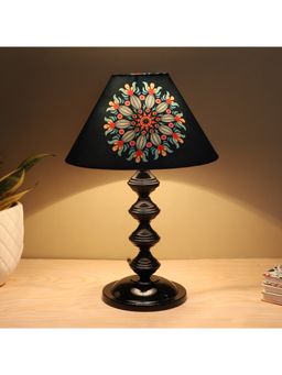Tu Casa - Navy Blue Halo Glow Black Metal Table Lamp For Home Decoration