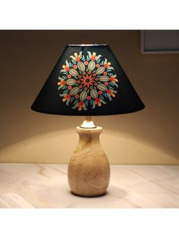 Tu Casa - Navy Blue Mangowood Pot Style Table Lamp For Home Decoration