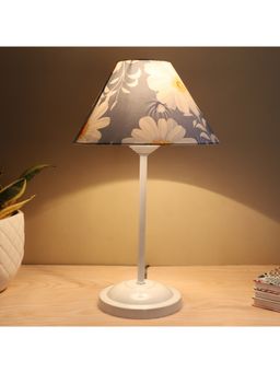 Tu Casa - Blue Radiant Aura White Metal Table Lamp For Home Decoration