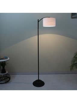 Tu Casa - Modern Lamppost Style Black Iron Base Floor Lamp With Sky Blue & Cotton Shade For Bedroom