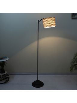 Tu Casa - Multi-Color Modern Lamppost Style Black Iron Base Floor Lamp With Chevron Print