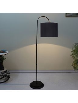 Tu Casa - Downlighter Modern Black Iron Base Floor Lamp With Black & Cotton Shade For Bedroom