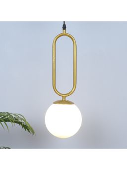 Tu Casa - Golden Metal Modern Pendent Light with White Glass Shade Hanging Lamp for Bedroom