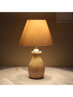 Tu Casa - Off White Mangowood Pot Style Table Lamp For Home Decoration