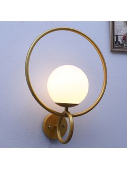 Tu Casa - Golden Metal Circular Wall Light with White Glass Shade for Home Decor