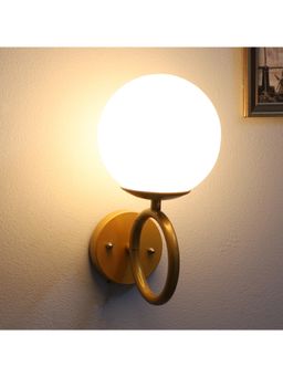 Tu Casa - Golden Metal Stylish Wall Light with White Glass Shade for Home Decor