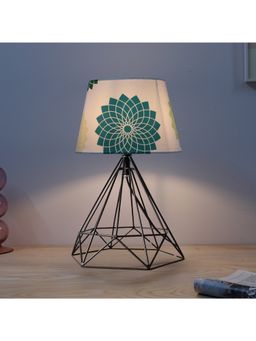 Tu Casa - White Sleek Diamond Style Black Metal Table Lamp For Home Decoration