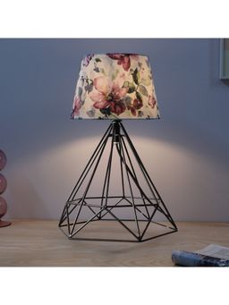 Tu Casa - White Sleek Diamond Style Black Metal Table Lamp For Home Decoration