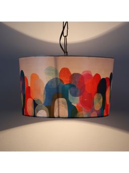 Tu Casa - Multi-Color Abstract Print Fabric Glow Pendent Light Hanging Lamp For Bedroom