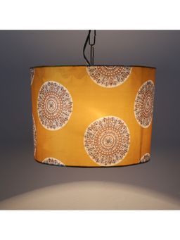 Tu Casa - Yellow Mandala Print Fabric Glow Pendent Light Hanging Lamp For Bedroom
