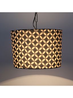 Tu Casa - Black Geometric Print Fabric Glow Pendent Light Hanging Lamp For Bedroom