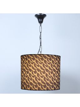 Tu Casa - Navy Blue Flocking Bird Print Fabric Glow Pendent Light Hanging Lamp for Bedroom
