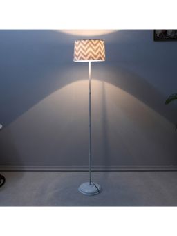 Tu Casa - Multi-Color White Metal-Iron Base Foldable Floor Lamp With Maze Print For Bedroom