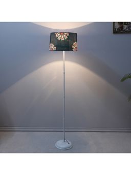 Tu Casa - Navy Blue White Metal-Iron Base Foldable Floor Lamp With French Floral Print