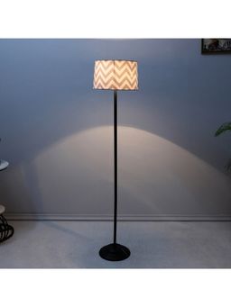 Tu Casa - Multi-Color Black Metal-Iron Base Foldable Floor Lamp With Maze Print For Bedroom