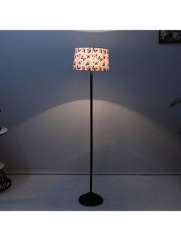 Tu Casa - White Black Metal-Iron Base Foldable Floor Lamp With Butterfly Print For Bedroom