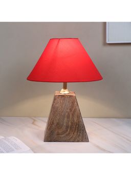 Tu Casa - Red Mangowood Pyramid Style Table Lamp For Home Decoration