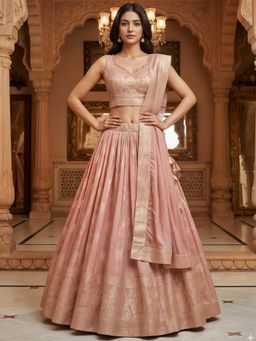 Chhabra 555 - Banarasi Silk Pink Lehenga Choli with Dupatta
