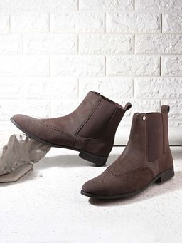 EL PASO - Men Brown Faux Leather Casual Slip On Chelsea Boots