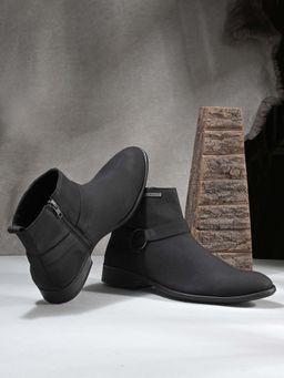 EL PASO - Men Black Faux Leather Casual Boots