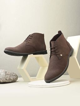EL PASO - Brown Lace-Up Ankle Derbies for Men