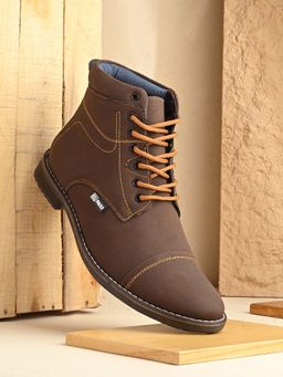 EL PASO - Brown Lace-Up Ankle Derbies for Men