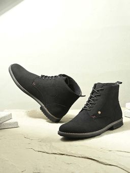 EL PASO - Black Trendy Ankle Durable Lace-Up Boots |Outdoor Casual and Travel Comfort Wear