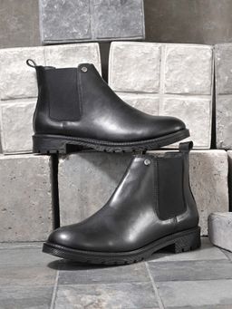 EL PASO - Men Black Faux Leather Casual Chelsea Boots