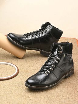 EL PASO - Faux Leather Premium Black Casual Boot for Men