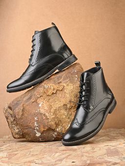 EL PASO - Faux Leather Premium Black Casual Boot for Men