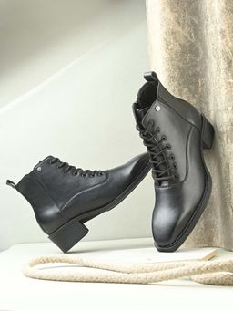 EL PASO - Men Black Faux Leather Casual Boots
