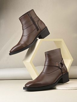EL PASO - Brown Trendy Ankle-Length Casual Boots for Men