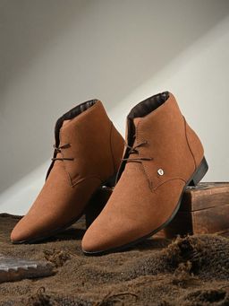 EL PASO - Tan Lace-Up Ankle Derbies for Men
