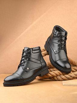 EL PASO - Faux Leather Premium Black Casual Boot for Men
