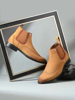 EL PASO - Faux Leather Premium Tan Beige Chelsea Boot for Men