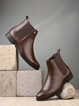 EL PASO - Brown Classic Chelsea Boots for Men