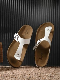 EL PASO - Men White Faux Leather Casual Slip On Sandals