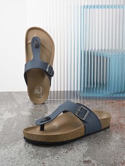 EL PASO - Men Blue Faux Leather Casual Slip On Sandals